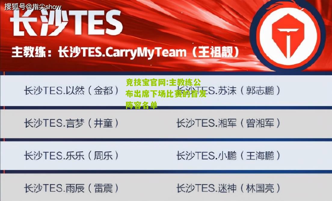主教练公布出席下场比赛的首发阵容名单