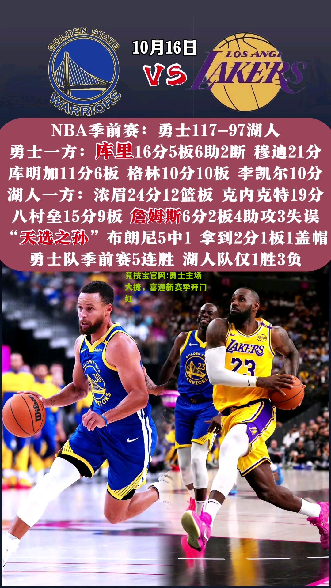 勇士主场大捷，喜迎新赛季开门红